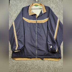 Vintage Prince Full Zip Windbreaker Tennis Jacket Size XL Navy Gold Pockets